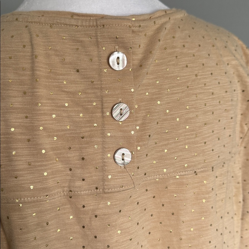 Chicos 3 Tan and gold polka dot Short Sleeve Top - Picture 5 of 6
